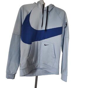 Nike Therma-Fit Hoodie Sz M Blue Swoosh Pullover Kangaroo Pocket Junior Girls